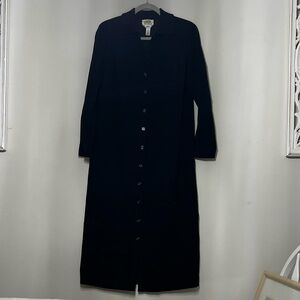 Talbots Elegant Black Button-Down Shirt Dress